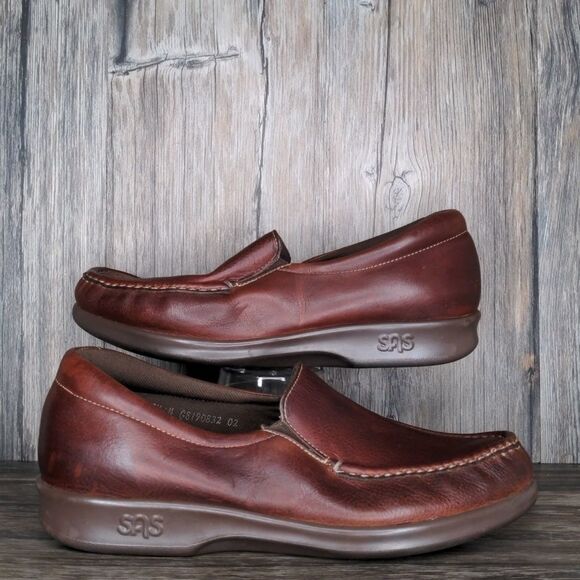 SAS Twin Slip On Leather Brown Loafer SZ 8.5 N - Picture 2 of 6